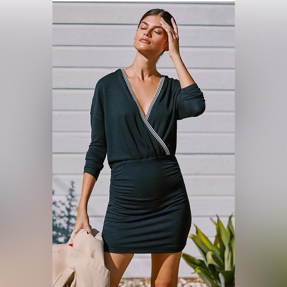 Daily Practice by Anthropologie Ruched Mini Dress with Hoodie